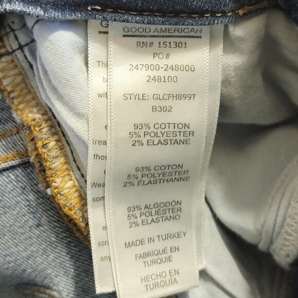 GOOD AMERICAN Good Legs Crop High Rise Raw Hem Distressed Denim Jean Size 25 - Picture 11 of 13